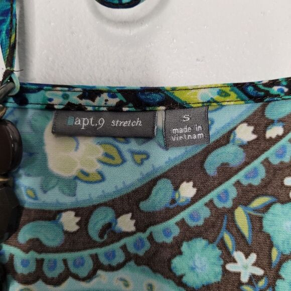 Vintage apt 9 green brown paisley print beaded tie halter party top small - Picture 3 of 6